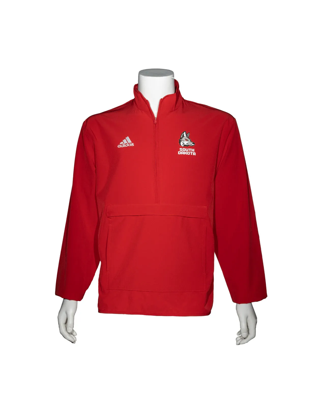 2024 Adidas Men's Coaches Red Long-Sleeve Quarter Zip Woven Jacket