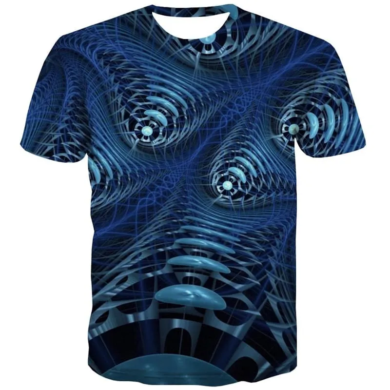 Abstract T shirts Men Psychedelic Tshirts Novelty Dizziness T shirts Funny Metal Shirt Print