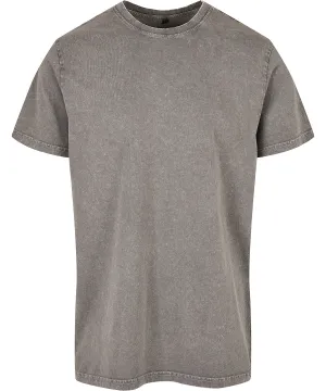 Acid washed round neck tee | Asphalt