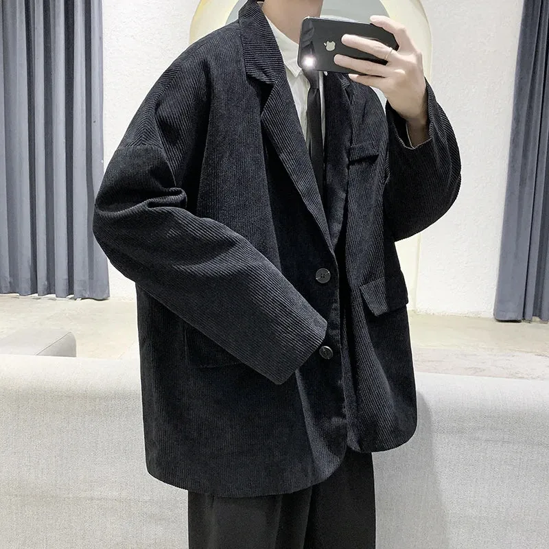 Aidase New Men's Academic stylec Long Sleeves Casual Cotton Blend Loose Single Breasted Suit Jacket Coat Solid Color Blazers Oversize