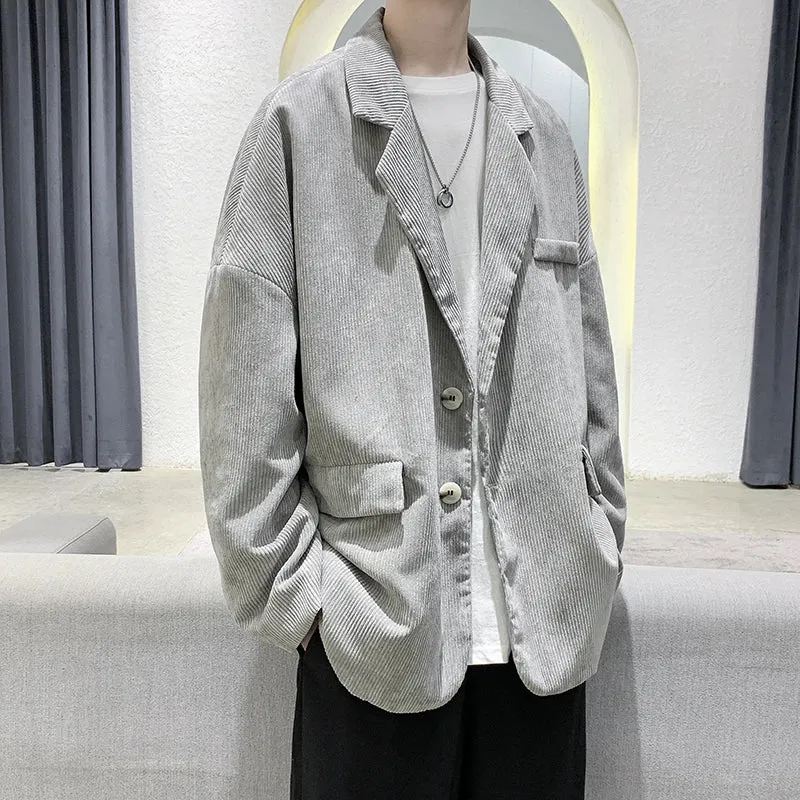 Aidase New Men's Academic stylec Long Sleeves Casual Cotton Blend Loose Single Breasted Suit Jacket Coat Solid Color Blazers Oversize