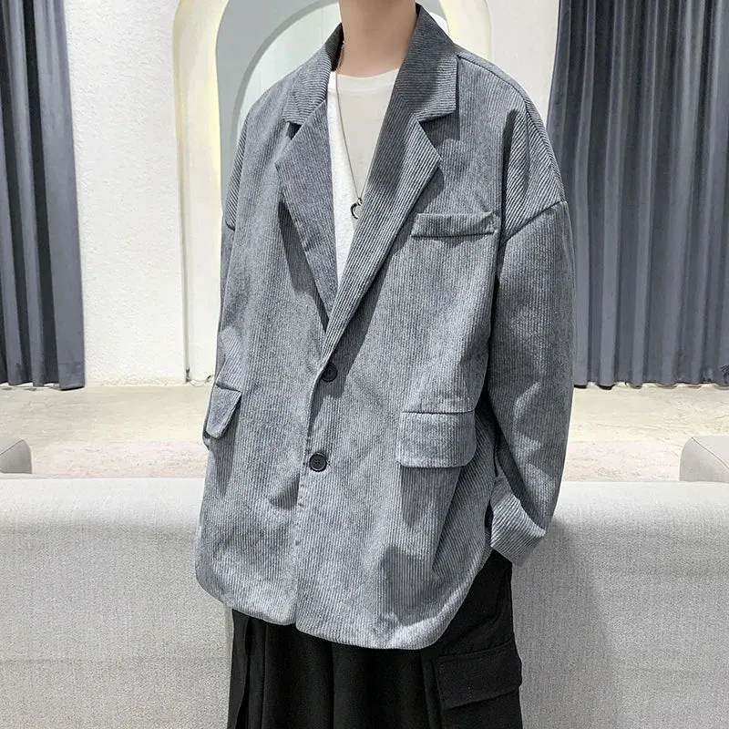 Aidase New Men's Academic stylec Long Sleeves Casual Cotton Blend Loose Single Breasted Suit Jacket Coat Solid Color Blazers Oversize