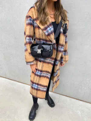 Asaley camel check coat