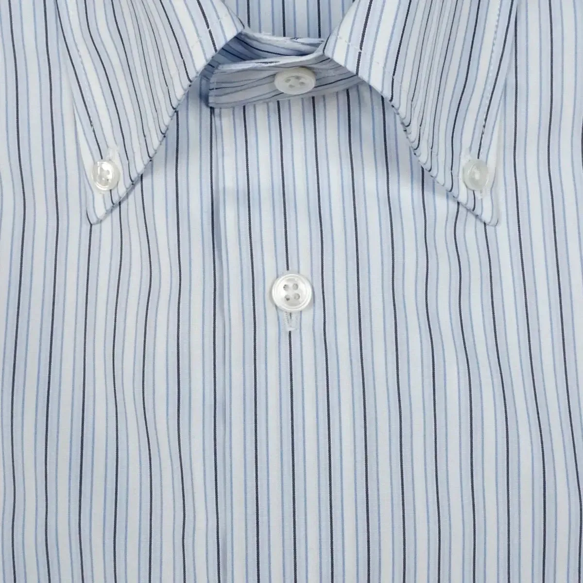 Blue & White Stripe Swiss Supraluxe Premio Long Sleeve Shirt