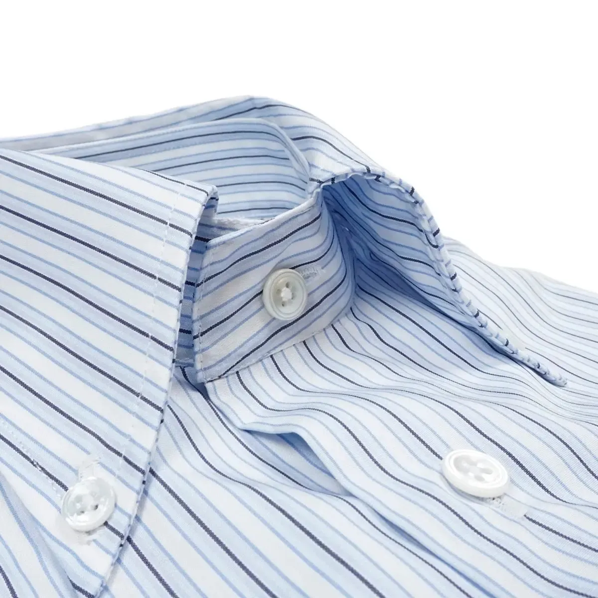 Blue & White Stripe Swiss Supraluxe Premio Long Sleeve Shirt