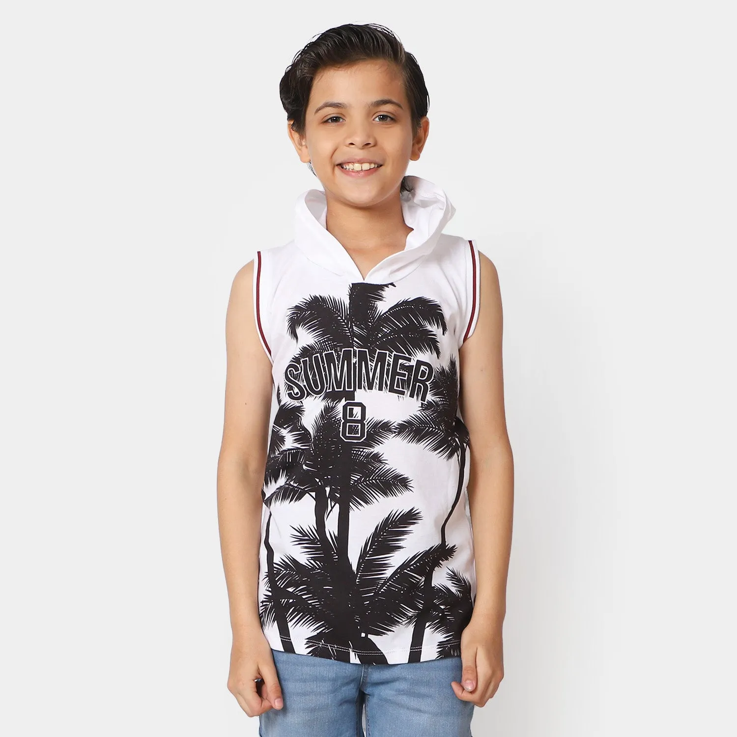 Boys Cotton Sando Summer | White