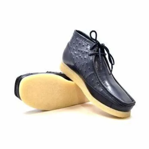 British Walkers Walker 100 Wallabee Boots Men's Navy Blue Ostrich Leather