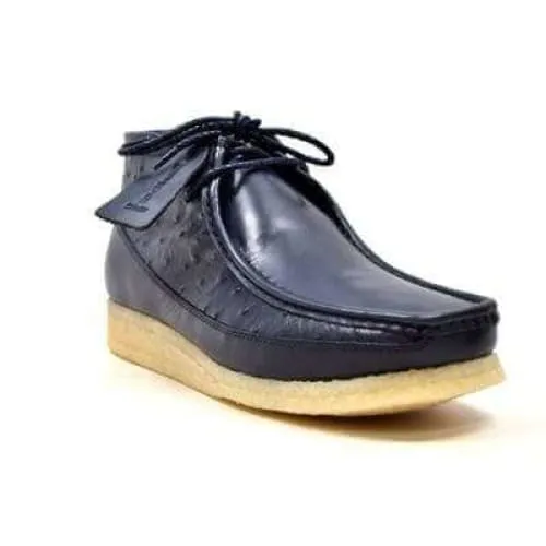 British Walkers Walker 100 Wallabee Boots Men's Navy Blue Ostrich Leather