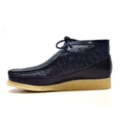 British Walkers Walker 100 Wallabee Boots Men's Navy Blue Ostrich Leather