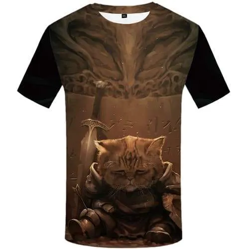 Cat T shirts Men Military T shirts Funny Metal Tshirt Anime Animal Tshirts Cool War T-shirts Graphic Short Sleeve Punk Rock Men