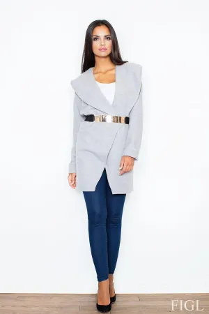 Chic Knitwear Coat with Luxurious Golden Belt Buckle - Trendsetting Outerwear