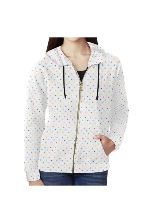 Colored Polka Dots All Over Print Full Zip Hoodie for Women (Model H14)