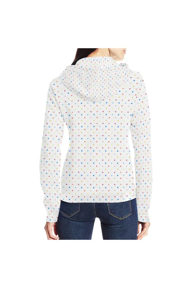 Colored Polka Dots All Over Print Full Zip Hoodie for Women (Model H14)