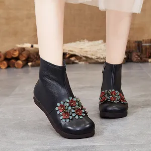 Gift Shoes Autumn Winter Retro Leather Comfortable Thick Women Shoes