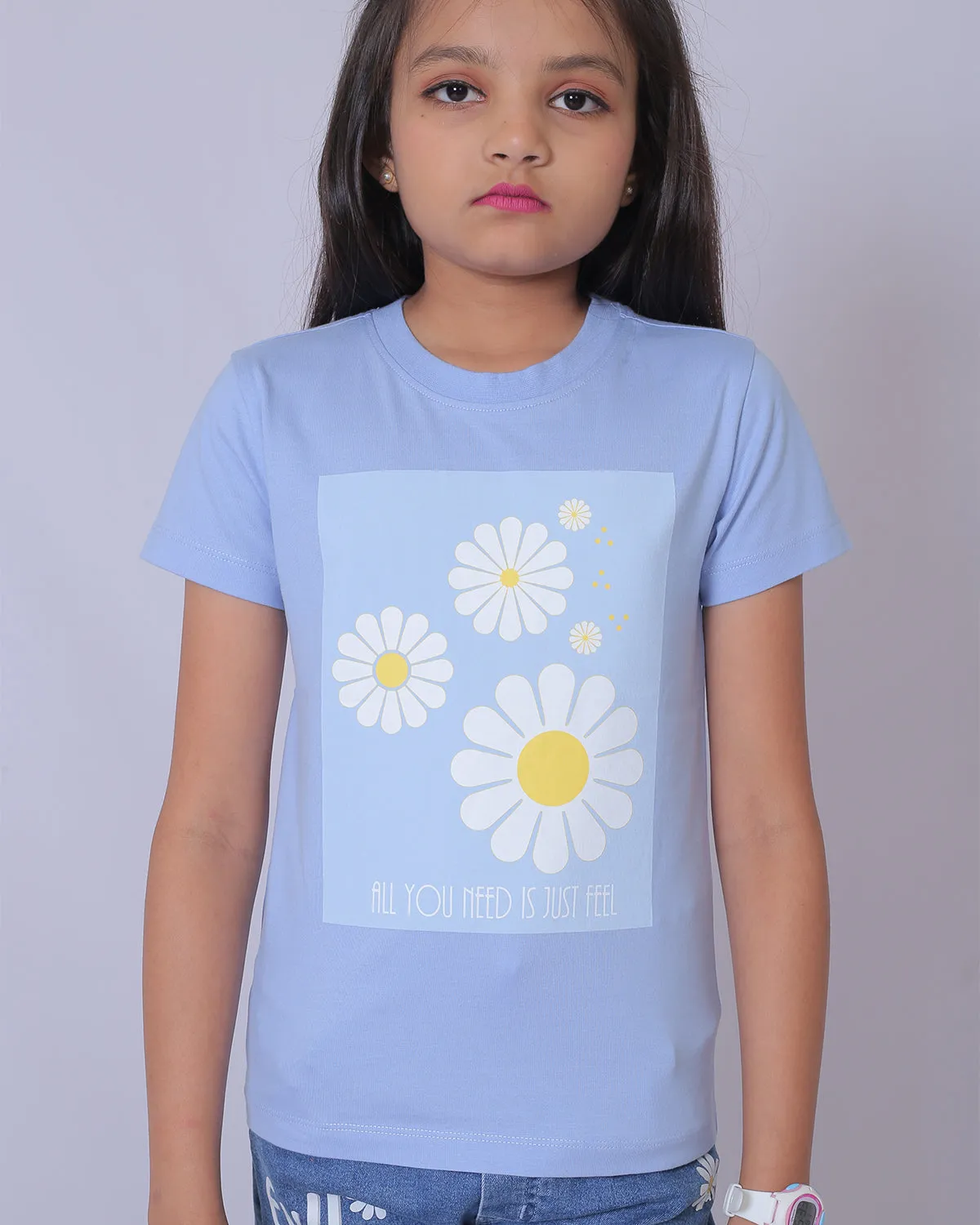 Girls Fresh Sky Floral Printed T-Shirt