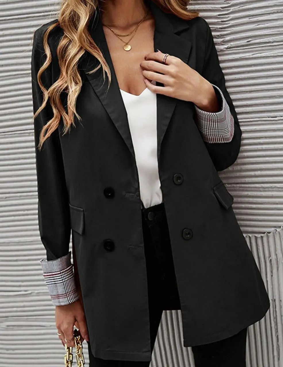 Lapel Double-Breasted Blazer Coat