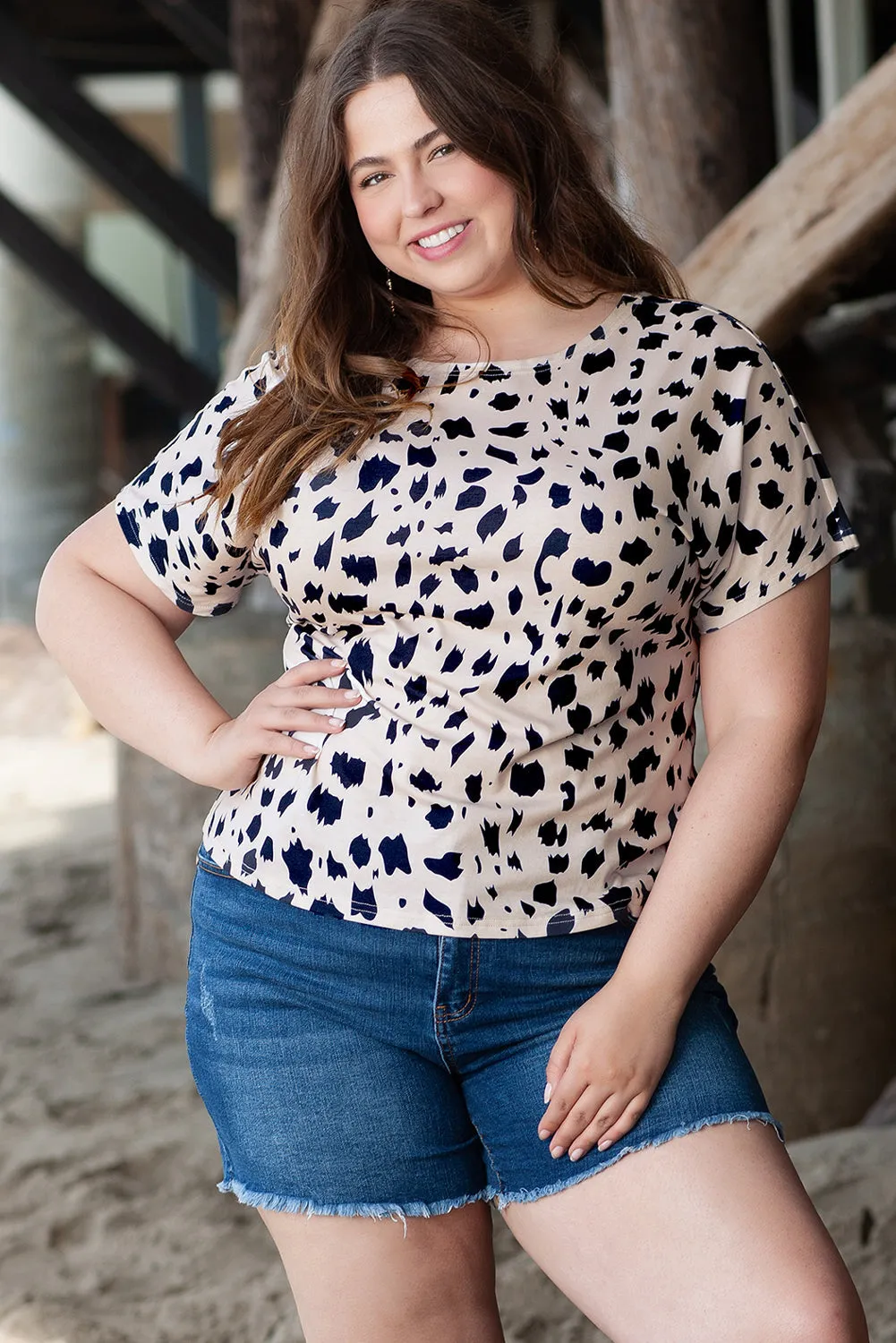 Leopard Print Twist Plus Size Top