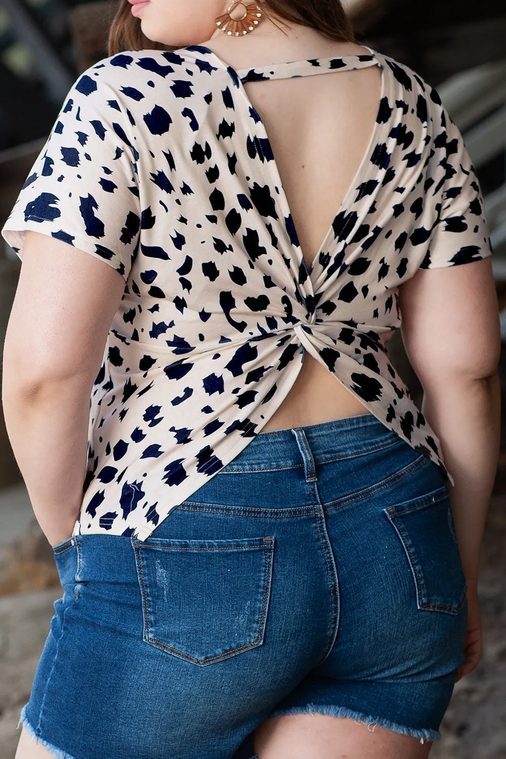 Leopard Print Twist Plus Size Top