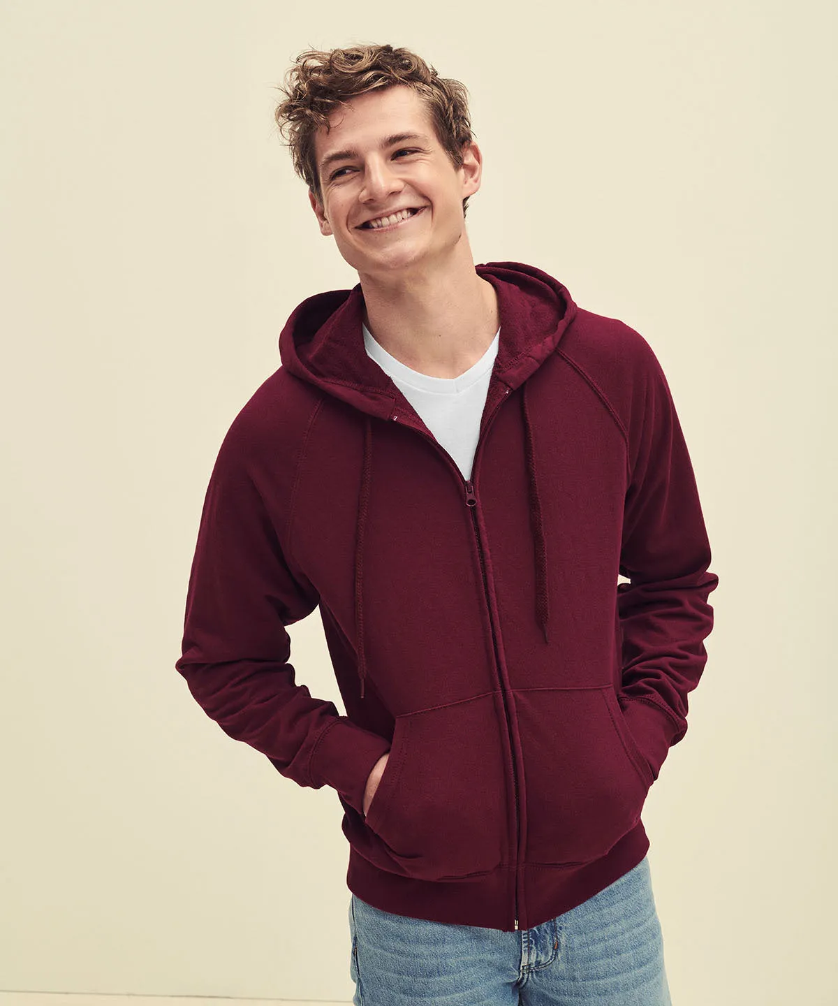 Lightweight hooded sweatshirt jacket | Burgundy