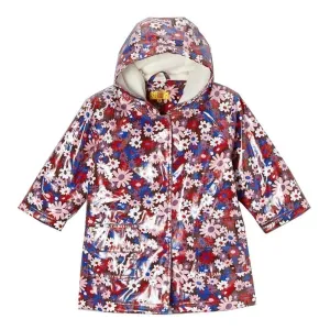 Little Girls Brown Floral Lined Rain Coat Outerwear 1-6x