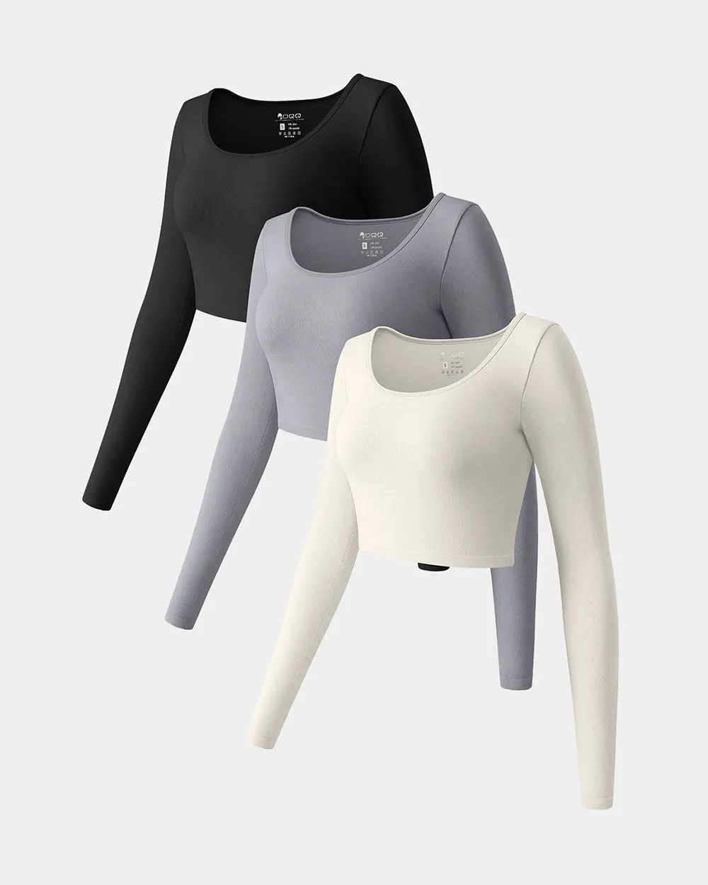 Long Sleeve Round Neck  Crop Tops