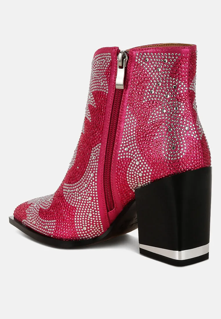 Mugler Rhinestones Embellished Ankle Boots