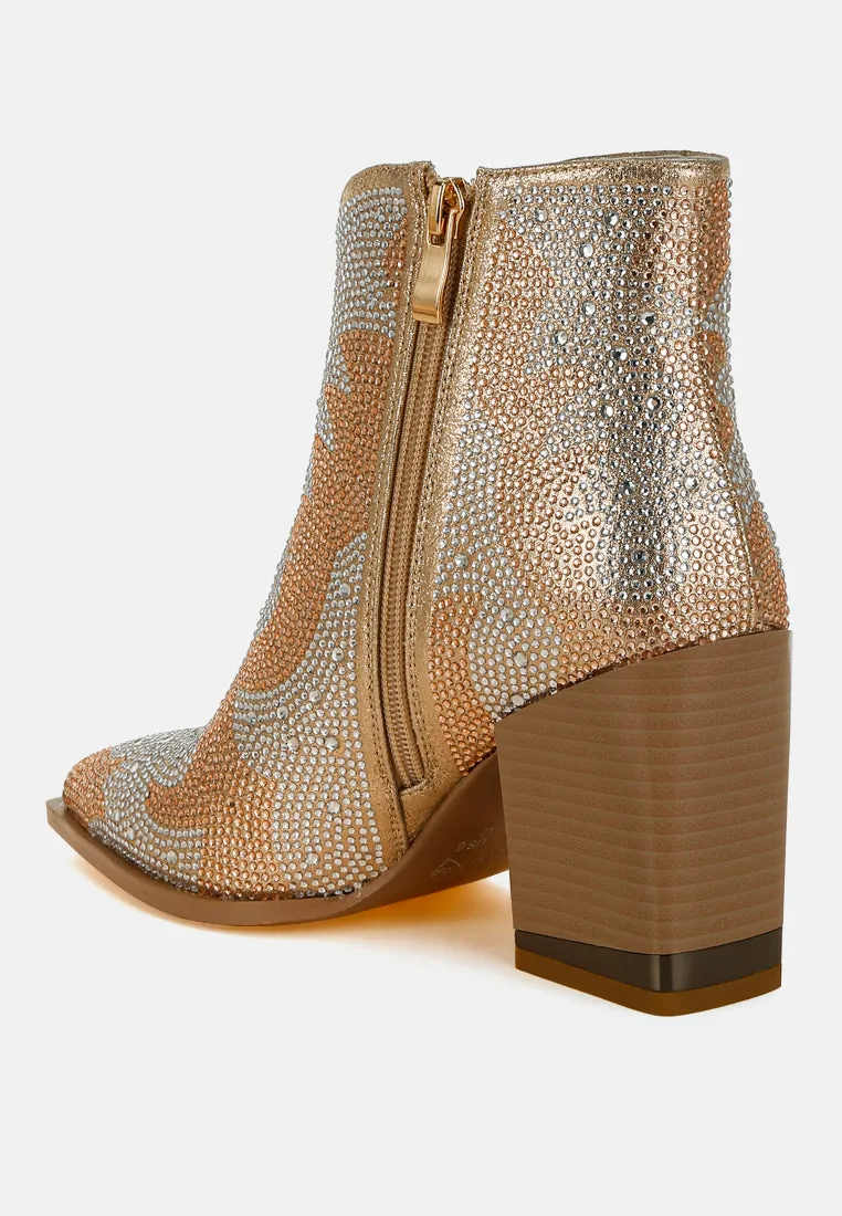 Mugler Rhinestones Embellished Ankle Boots