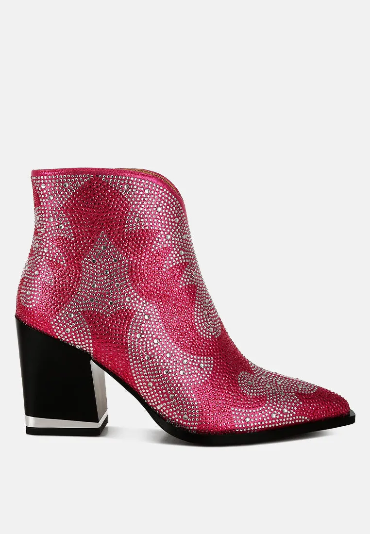 Mugler Rhinestones Embellished Ankle Boots