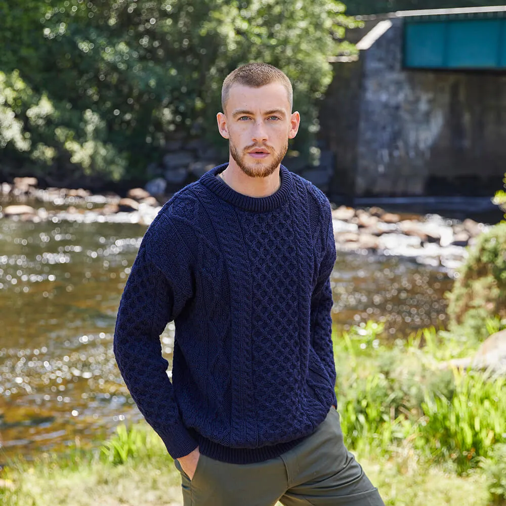 Navy Men's Crew Neck Aran