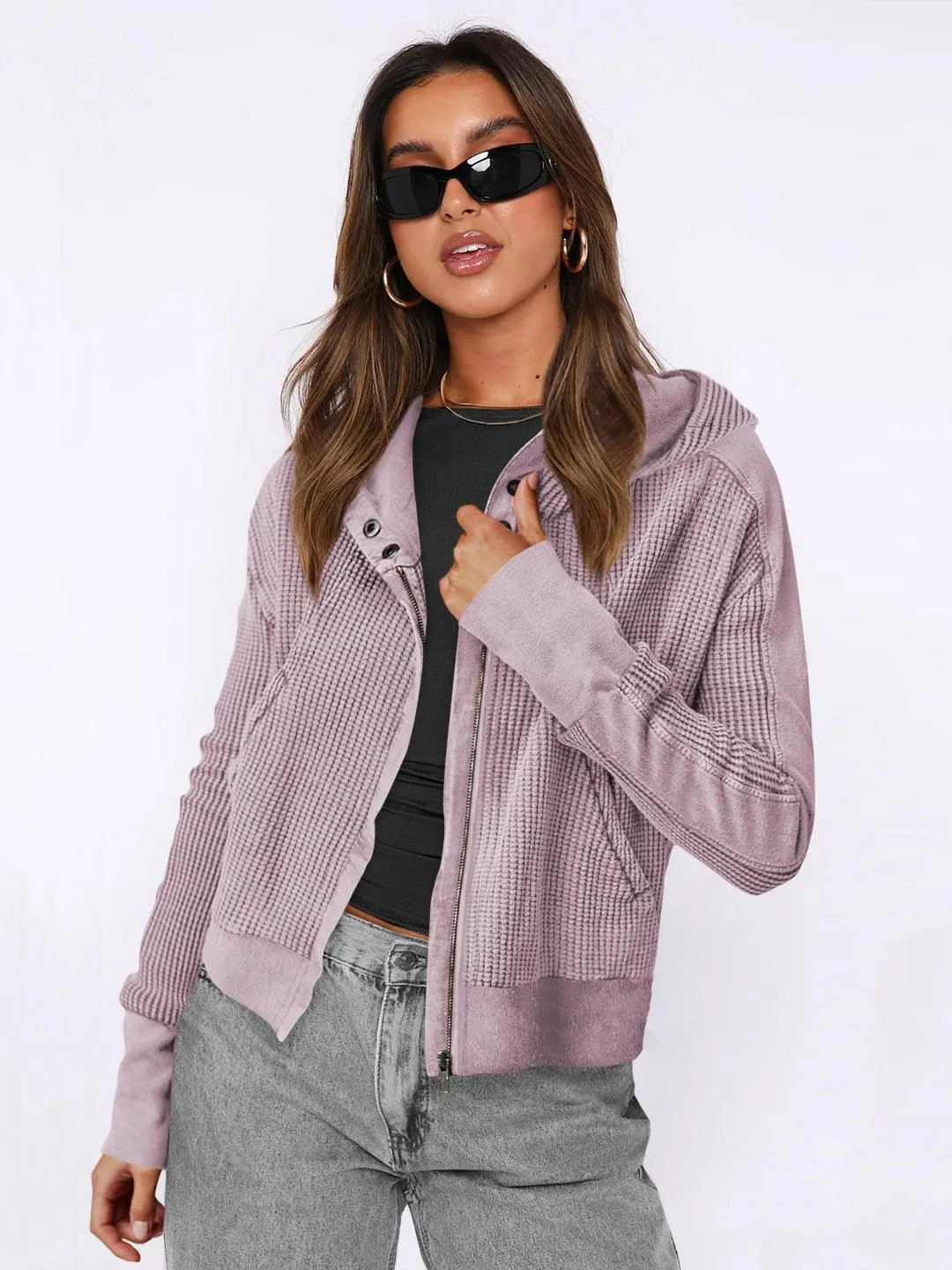 Patchwork Zipper Cardigan