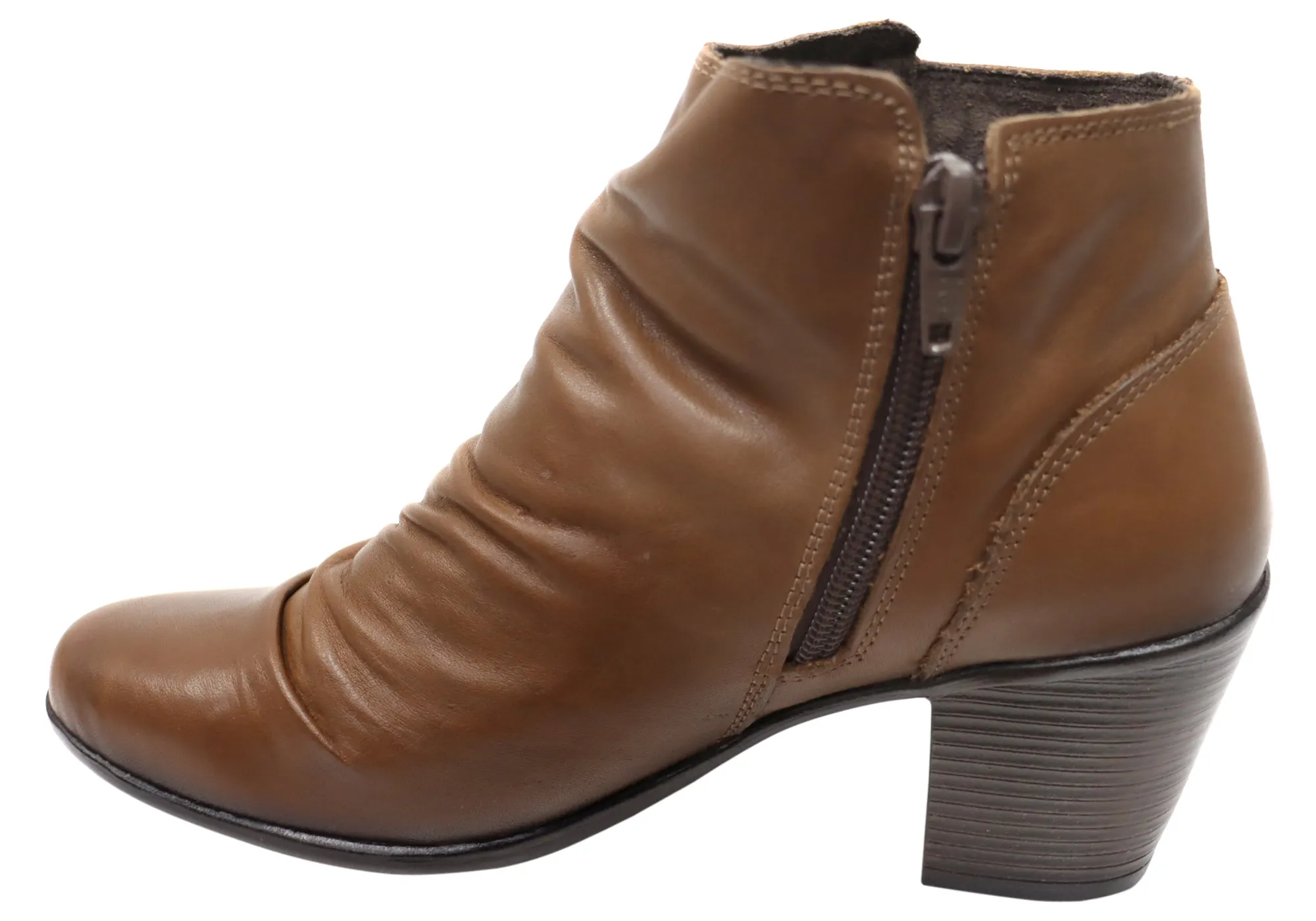 Perlatto Brooke Womens Comfortable Leather Ankle Boots Made In Brazil