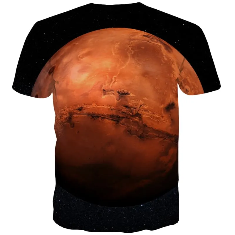 Planet T shirts Men Space Tshirts Casual Universe T-shirts Graphic Black Tshirts Cool