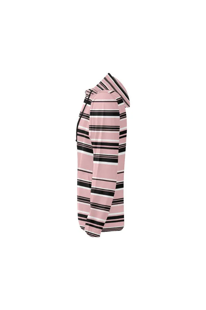 Pressed Rose & Black and White Stripes All Over Print Full Zip Hoodie for Women (Model H14)