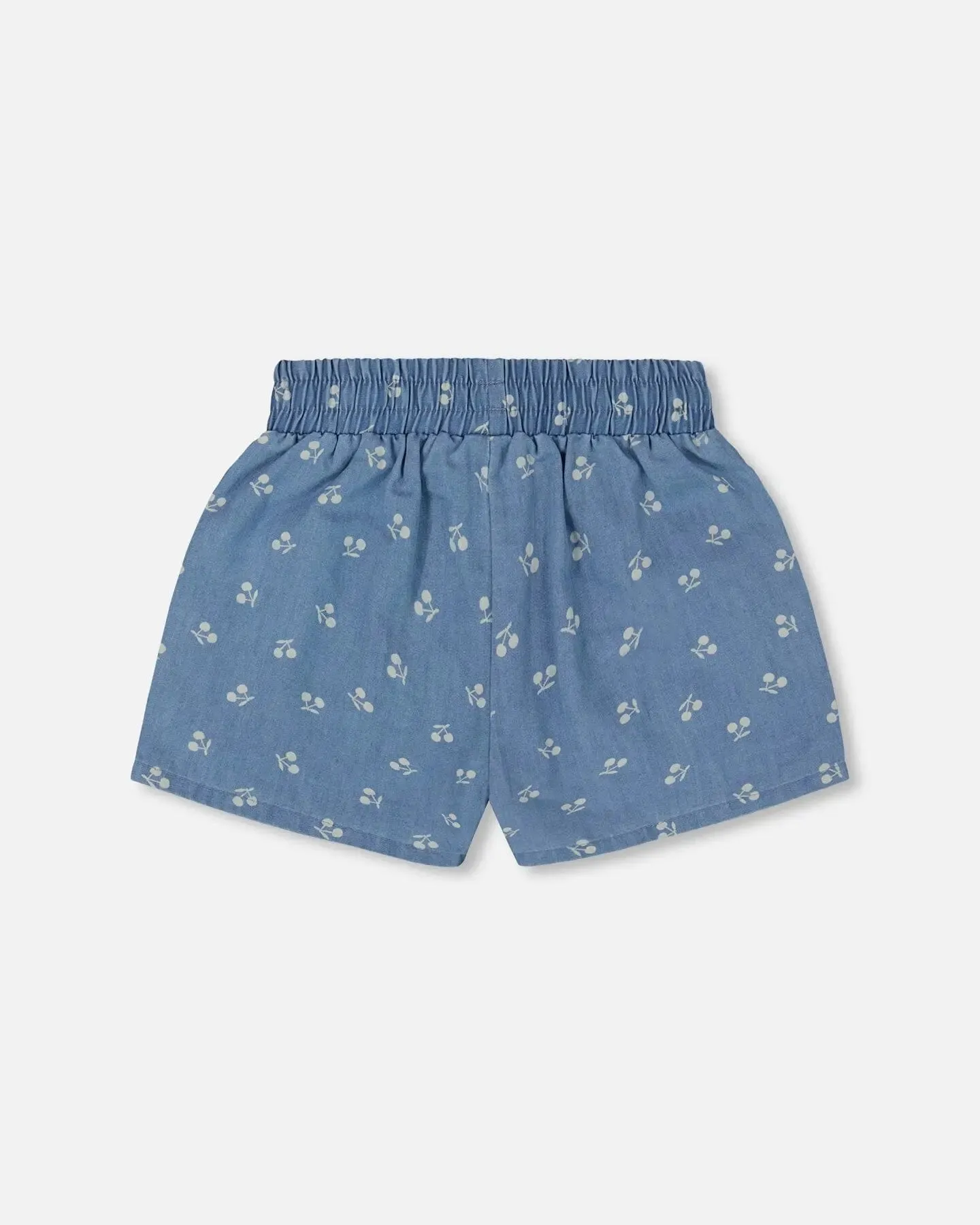 Printed Chambray Short Blue And White Cherries