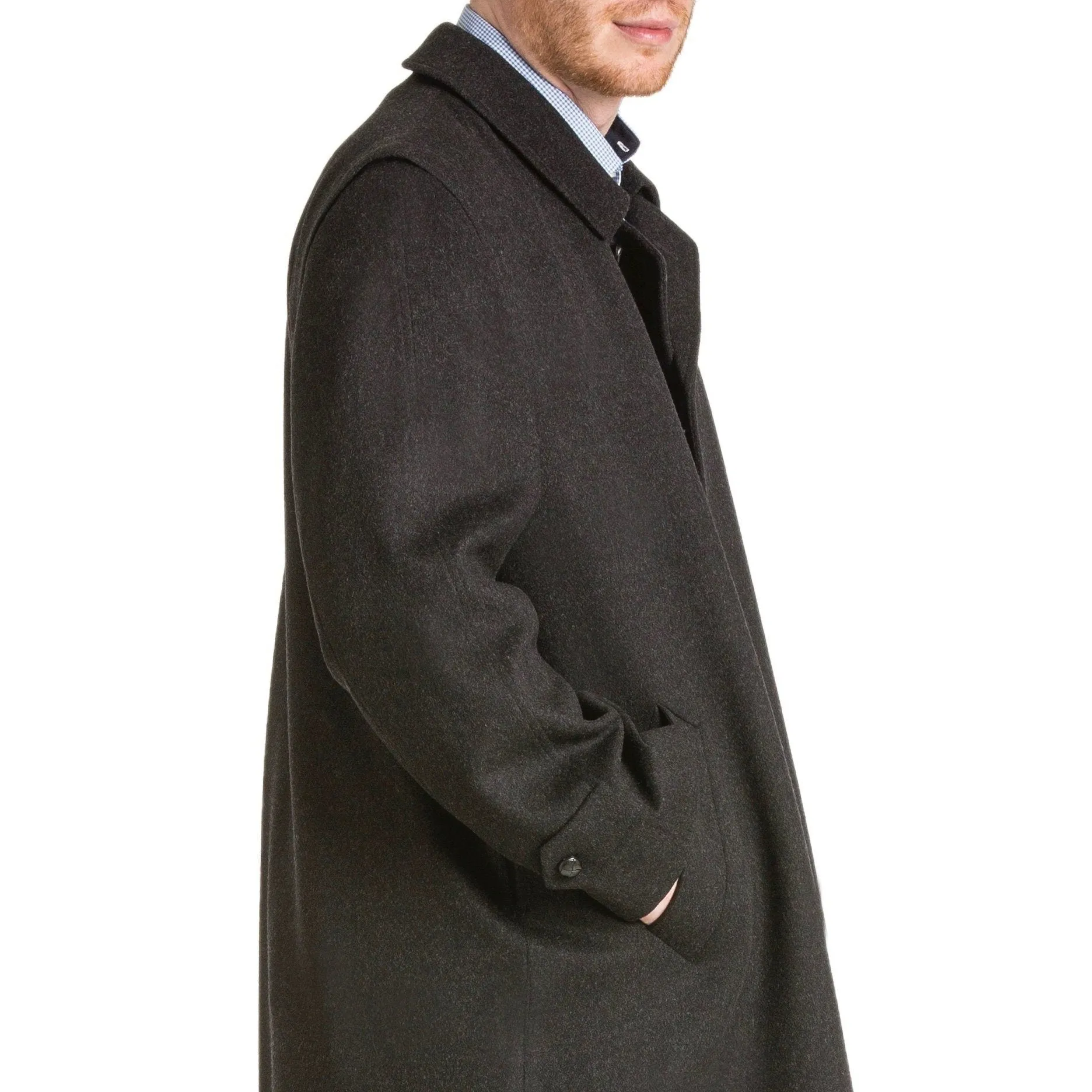 Richard - 100% Cashmere Men's Full Length Charcoal Loden Overcoat