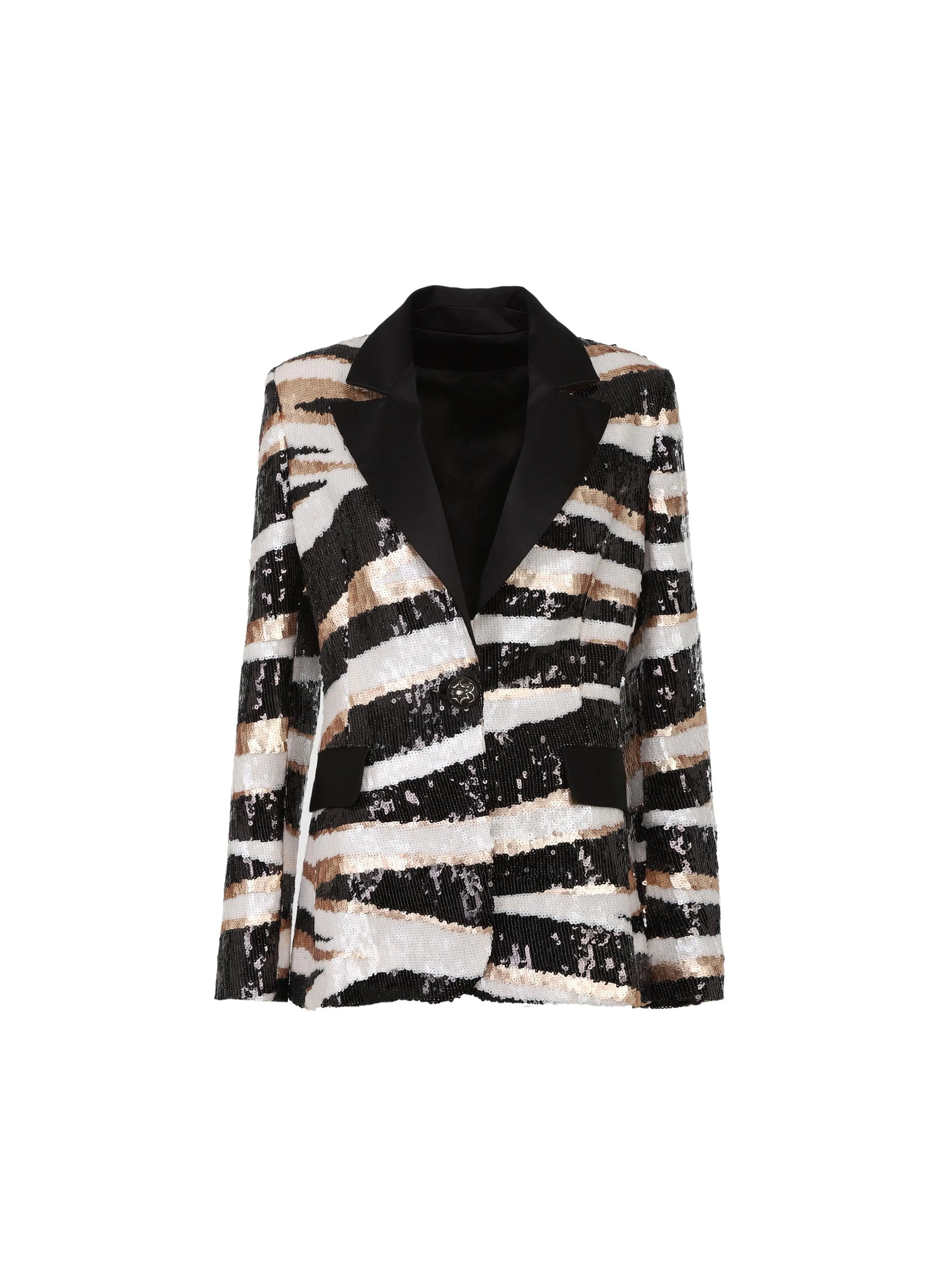 Sequin Blazer with Satin Details