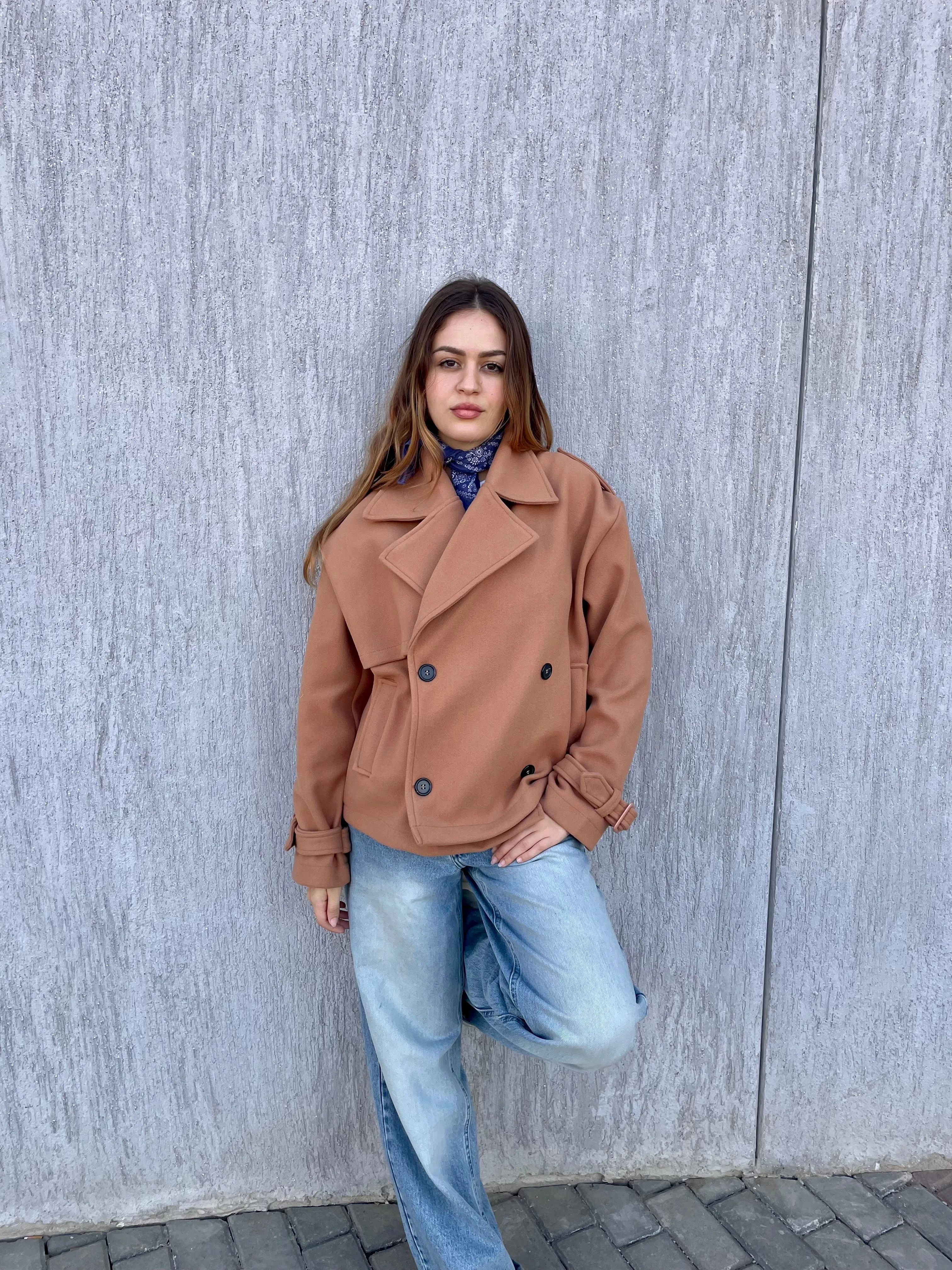 SHORT SOFT TRENCH COAT CAMEL