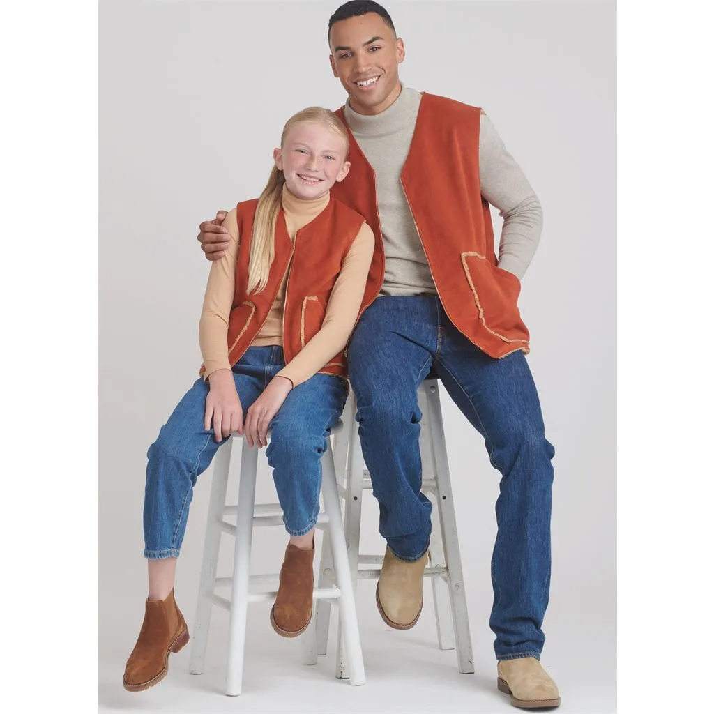 Simplicity Sewing Pattern S9860 Children's, Teens' and Adults' Lined Vests for American Sewing Guild