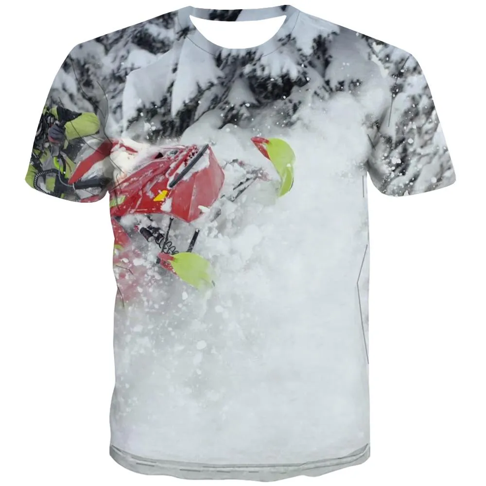 Ski T shirts Men White Tshirt Printed Movement T-shirts Graphic Snowfield Tshirts Novelty