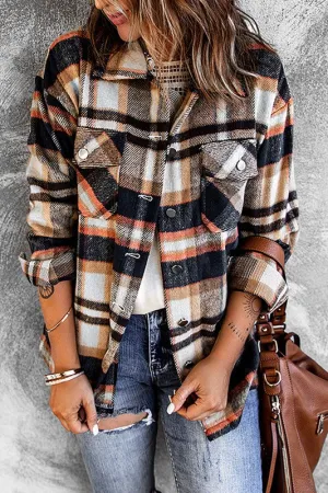 Sleigh Ride Ready Plaid Shacket Orange