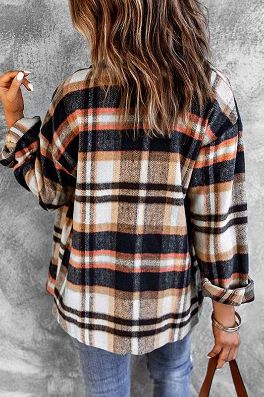 Sleigh Ride Ready Plaid Shacket Orange