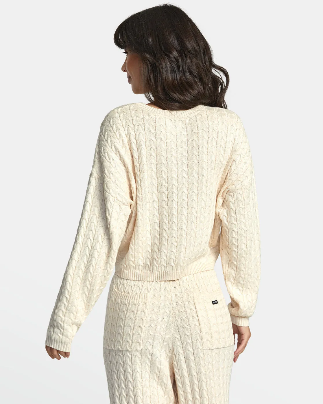 Soft Cable Cropped Sweater - Latte