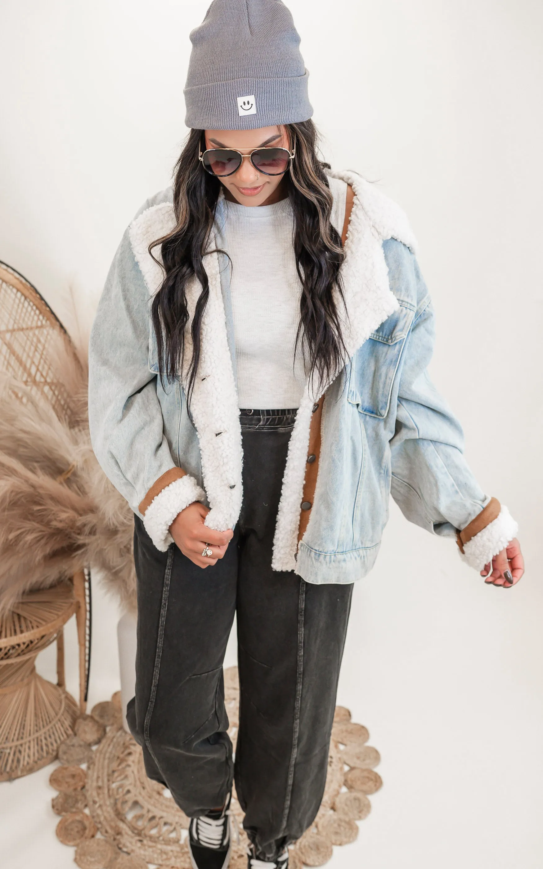 Suede Contrast Denim Jacket