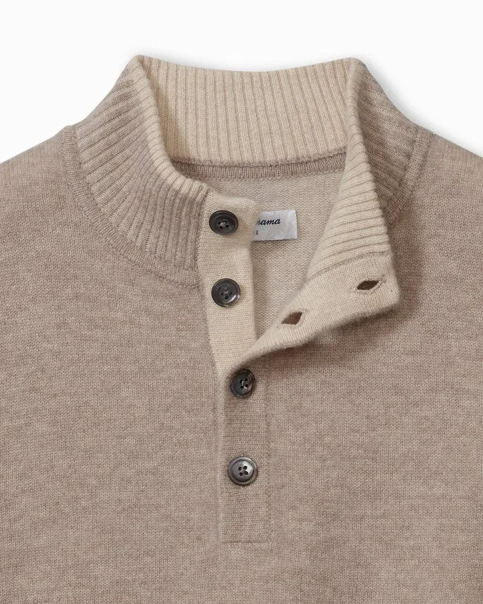 Tommy Bahama Soft Sands Cashmere Mock-Neck Sweater | Taupe Heather