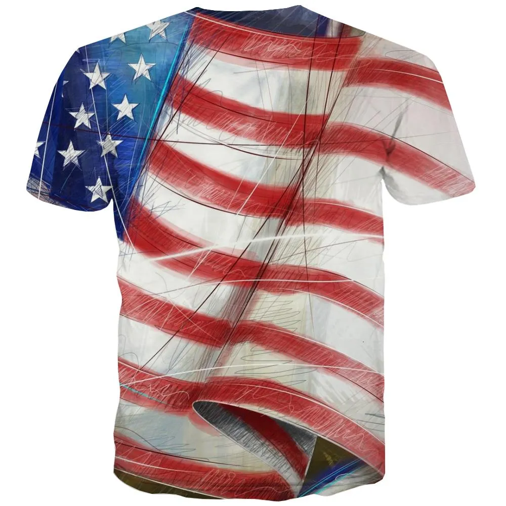 USA T-shirt Men Flag Tshirts Cool Statue T-shirts Graphic Country T-shirts 3d