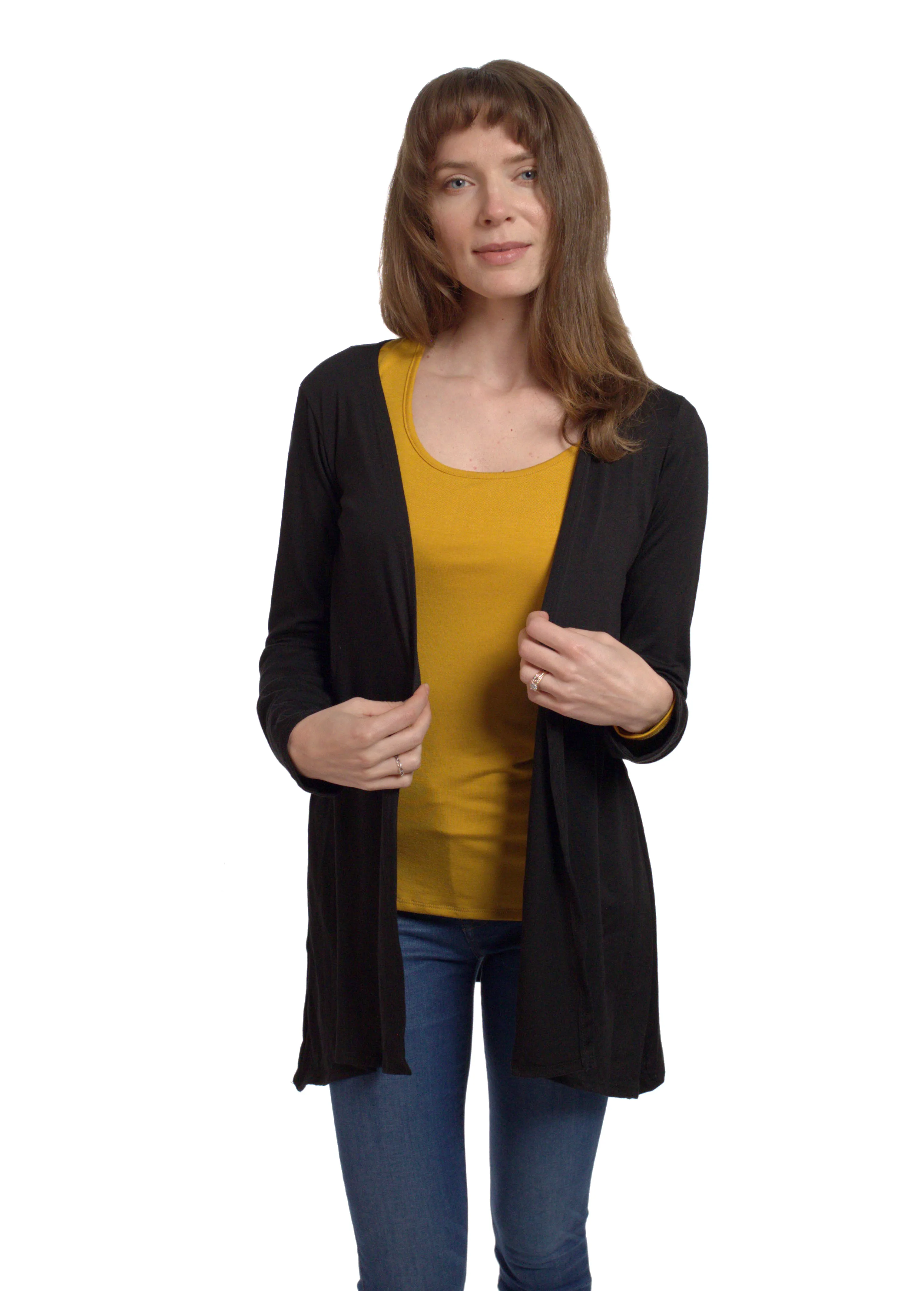 Women's Basic Open-Front Cardigan.