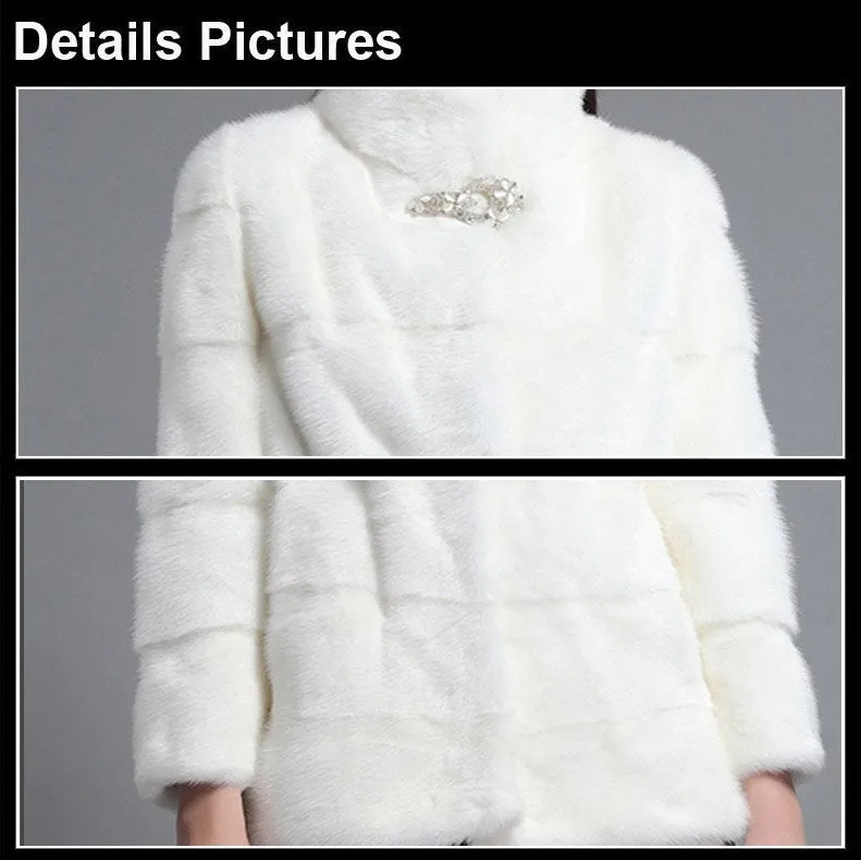 Women's Genuine Mink Fur Coat Women Stand-up Collar Outerwear 161142