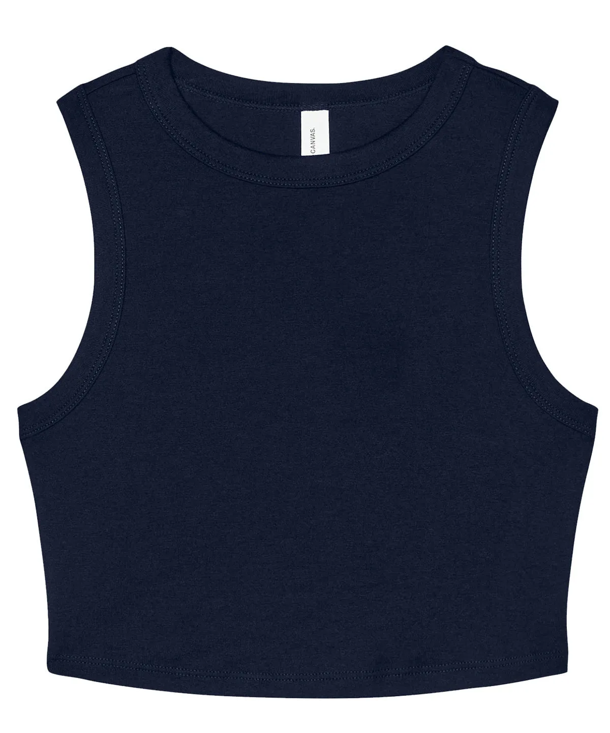 Womens micro rib muscle crop tank | Solid Navy Blend