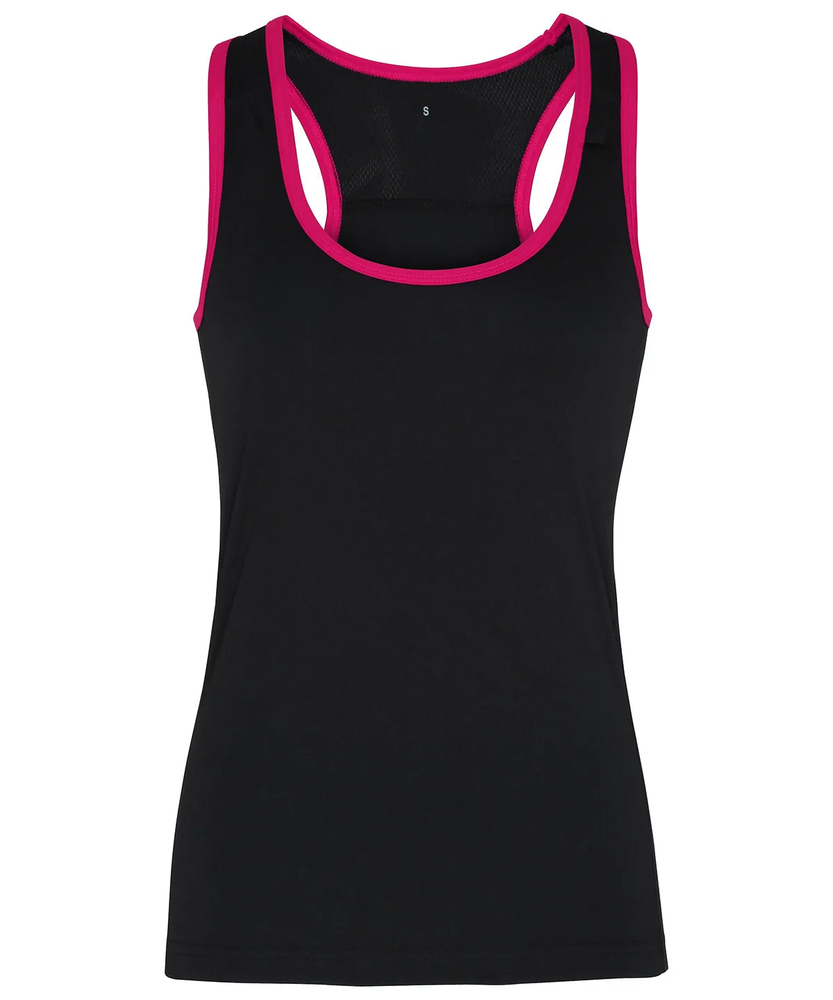 Womens TriDri® panelled fitness vest | Black/Hot Pink