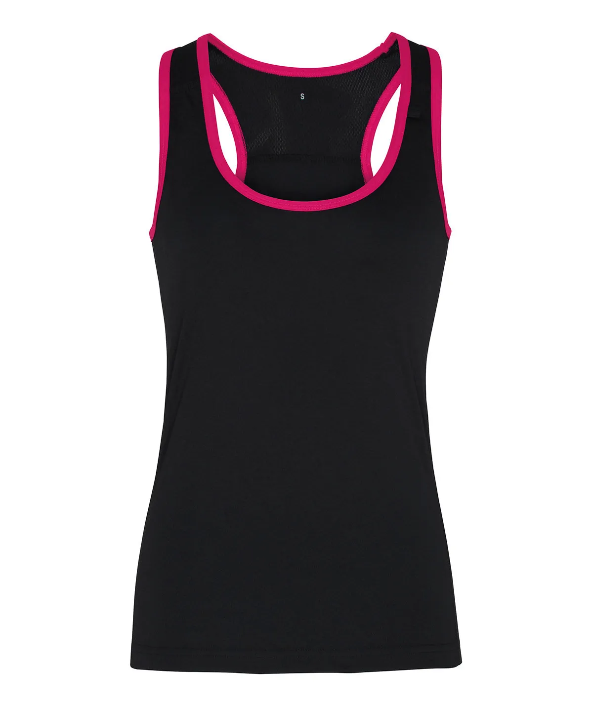 Womens TriDri® panelled fitness vest | Black/Hot Pink